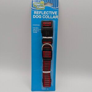 Paws 'N' Claws Reflective Dog Collar Red/Black, 14"-20", NEW